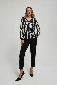 Marisse Patterned V-Neck Shirt, Black