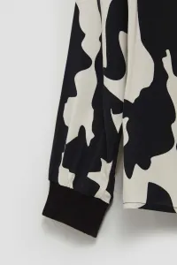 Marisse Patterned V-Neck Shirt, Black