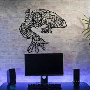 Drevený 3D obraz - Spider-Man na stene