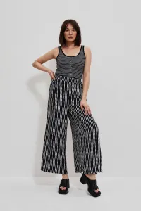 Marisse Black And White Striped Button-Up Top