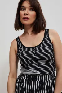 Marisse Black And White Striped Button-Up Top