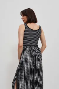 Marisse Black And White Striped Button-Up Top