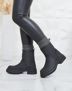 Resti Black matte women's boots with thicker sole Holeopi