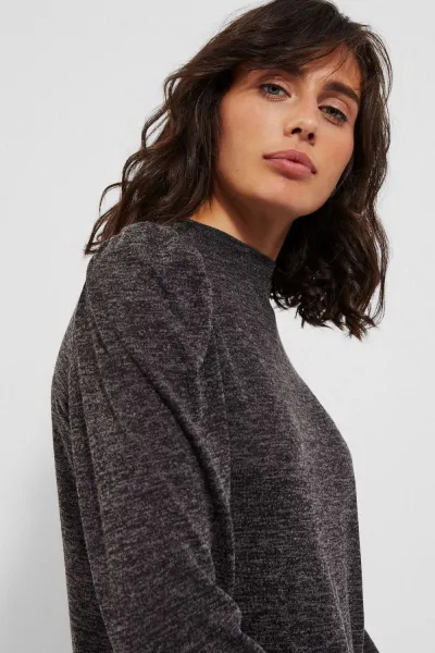 Melang sweatshirt with puff sleeves - graphite