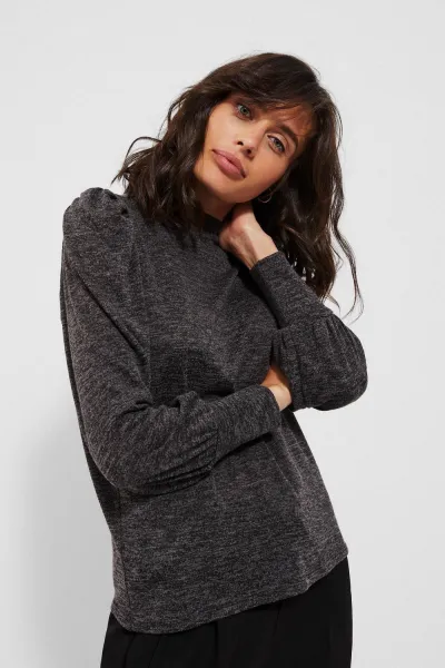 Melang sweatshirt with puff sleeves - graphite
