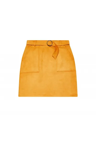 Trapezoidal skirt with pockets - gold