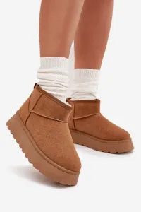 Boto Dámske Snehule Na Platforme Zateplené Kožušinou Camel Vesirae