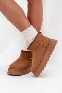 Boto Dámske Snehule Na Platforme Zateplené Kožušinou Camel Vesirae