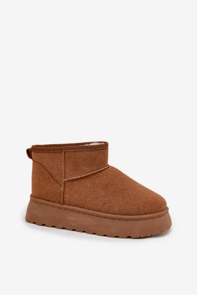 Boto Dámske Snehule Na Platforme Zateplené Kožušinou Camel Vesirae