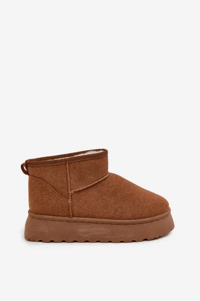 Boto Dámske Snehule Na Platforme Zateplené Kožušinou Camel Vesirae