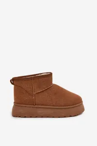 Boto Dámske Snehule Na Platforme Zateplené Kožušinou Camel Vesirae
