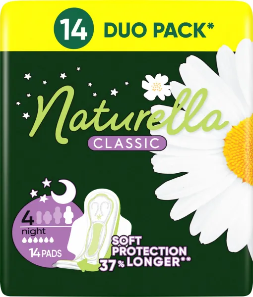 Naturella Classic Night Veľkosť 4 Vložky S Krídelkami, 14 ks