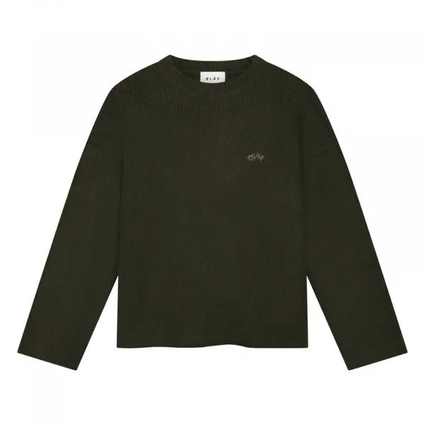 Olaf Signature Knitted Crewneck "Olive Night" (M220705-OLIVE-NIGHT)