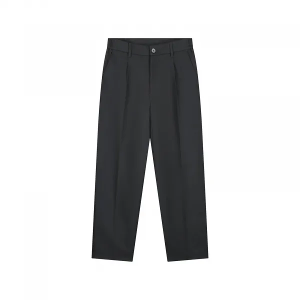 Olaf Regular Twill Pleated Chino "Charcoal" (M220406-CHARCOAL)