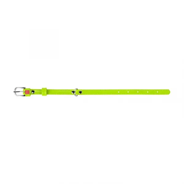 Plochý kožený obojok zelenej farby, Obvod krku: 46-60 cm, širka: 35 mm