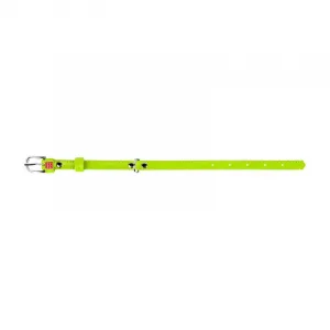 Plochý kožený obojok zelenej farby, Obvod krku: 46-60 cm, širka: 35 mm