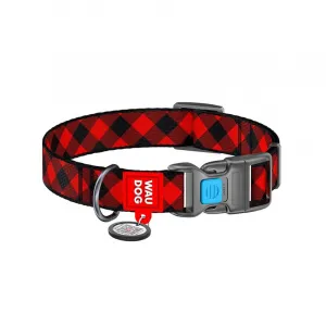 Nylonový obojok s QR kódom károvaný, Varianta: XXL
