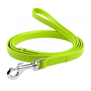 Ploché kožené vodítko zelenej farby 122cm, šírka: 18 mm
