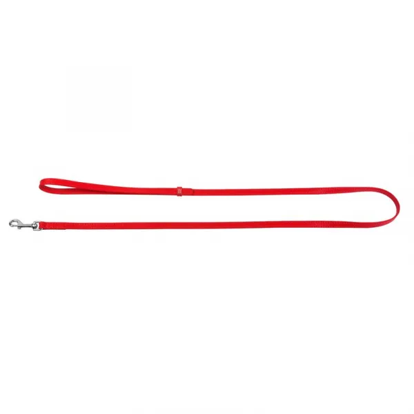 Ploché kožené vodítko červenej farby 122cm, šírka: 25 mm