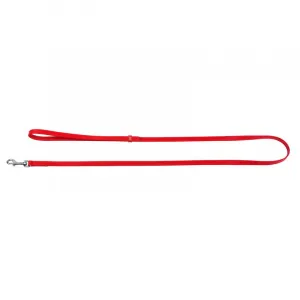 Ploché kožené vodítko červenej farby 122cm, šírka: 25 mm