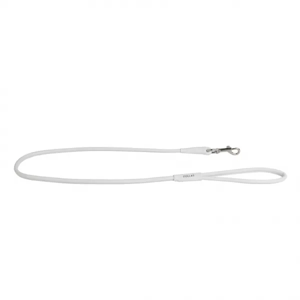 Okrúhle kožené vodítko bielej farby 183cm, Šírka: 4 mm