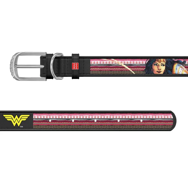 Kožený obojok Wonderwoman DC COMICS čierny, Obvod krku: 18-24 cm, širka: 9 mm
