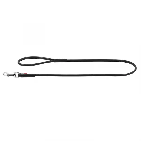 Okrúhle kožené vodítko čiernej farby 122cm, Šírka: 8 mm