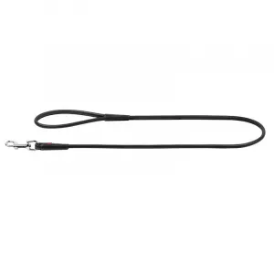 Okrúhle kožené vodítko čiernej farby 122cm, Šírka: 8 mm