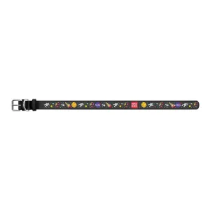 Kožený obojok so vzorom NASA čierny, Obvod krku: 21-29 cm, širka: 12 mm