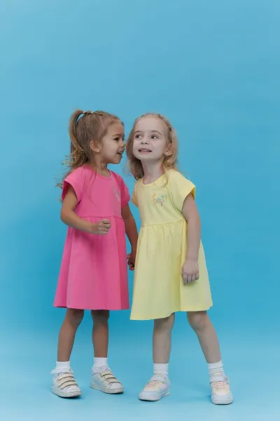 Bembi Dievčenské letné šaty „Best!“ – ružové alebo žlté Farba: Žltá, Veľkosť: 80