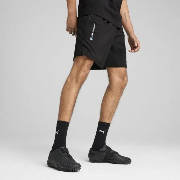 Puma BMW M MOTORSPORT ESSENTIALS+ WOVEN SHORTS 7" Pánske voľnočasové šortky, čierna, veľkosť