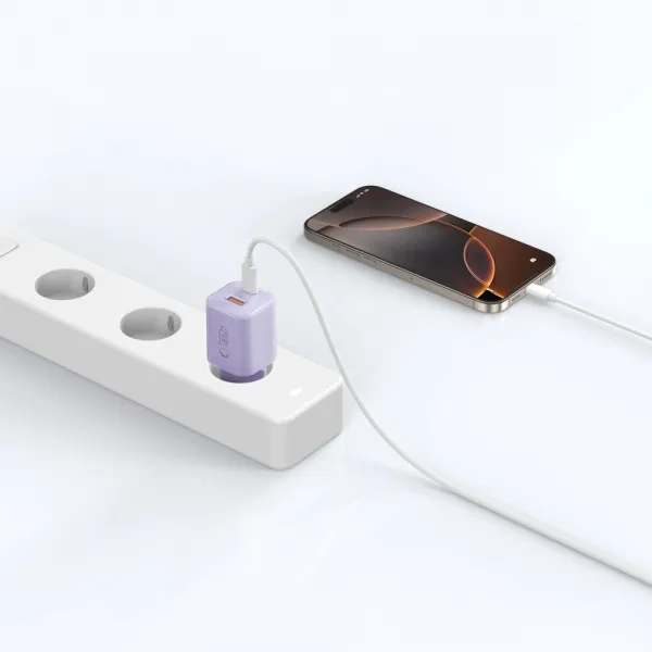 Tech-Protect NCM33 2-portová sieťová nabíjačka PD 33W / QC3.0, svetlo fialová