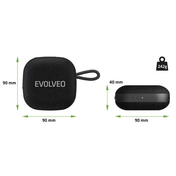 EVOLVEO TopSound, bezdrôtový vodotesný reproduktor bluetooth s rádiom, čierny
