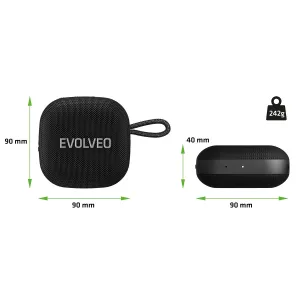 EVOLVEO TopSound, bezdrôtový vodotesný reproduktor bluetooth s rádiom, čierny