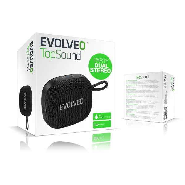 EVOLVEO TopSound, bezdrôtový vodotesný reproduktor bluetooth s rádiom, čierny
