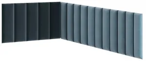 Čalúnený nástenný panel QUADRATTA 20x50 cm, modrý Farba: Modrá