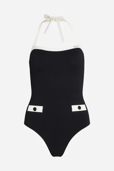 Plavky Karl Lagerfeld Monochrome Swimsuit White/Black