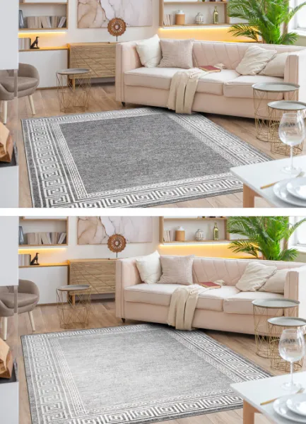 Koberec MATEO 8033/644 grécky, ramka - štrukturálny sivý