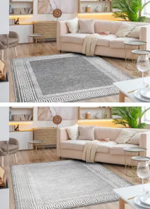 Koberec MATEO 8033/644 grécky, ramka - štrukturálny sivý