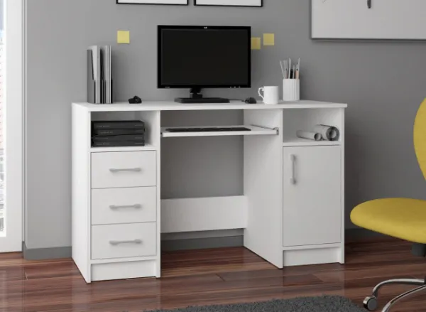 Ak furniture Volně stojící psací stůl Ana 124 cm bílý lesk