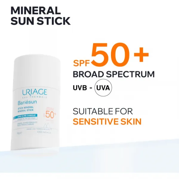 Uriage Bariésun Mineral Stick SPF 50+ minerálna ochranná tyčinka na citlivé miesta SPF 50+ 18 g