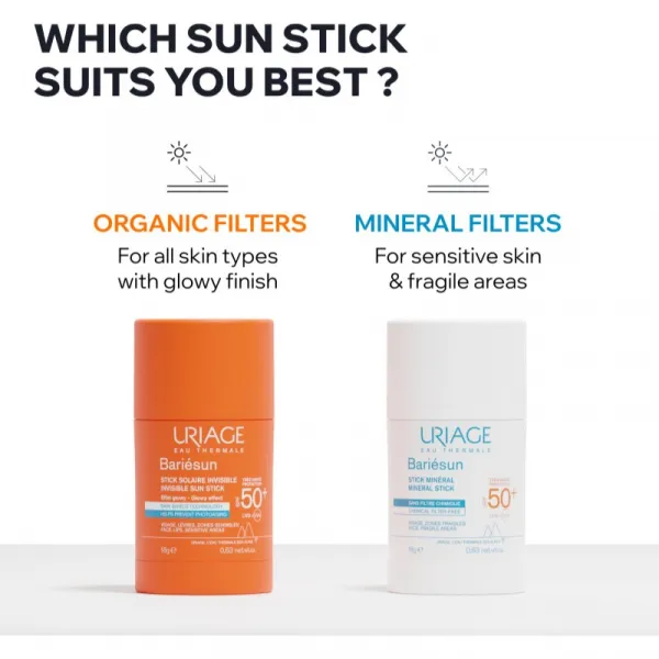 Uriage Bariésun Mineral Stick SPF 50+ minerálna ochranná tyčinka na citlivé miesta SPF 50+ 18 g