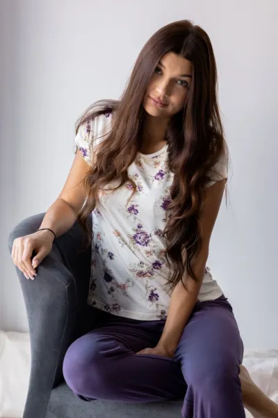 Dámské pyžamo Bambusové STEFANIA M Fialová