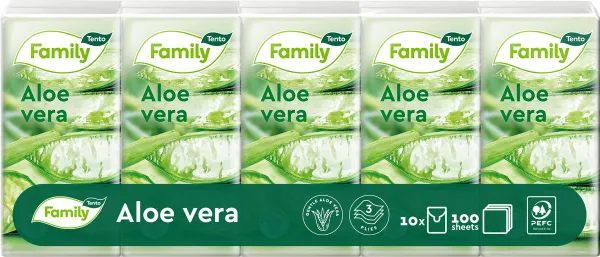 Tento Family Sensitive Aloe Vera hygienické vreckovky 3 vrstvové 10 x 10 ks