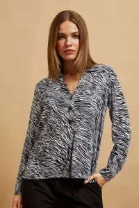 Marisse Black And White V-Neck Shirt