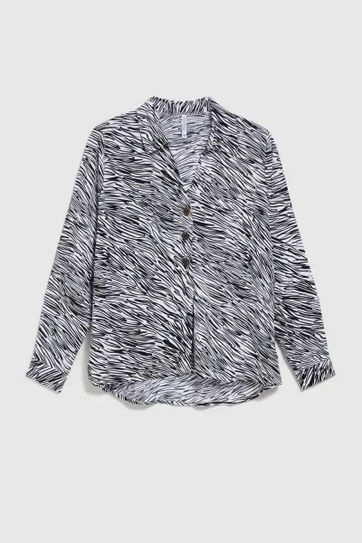Marisse Black And White V-Neck Shirt