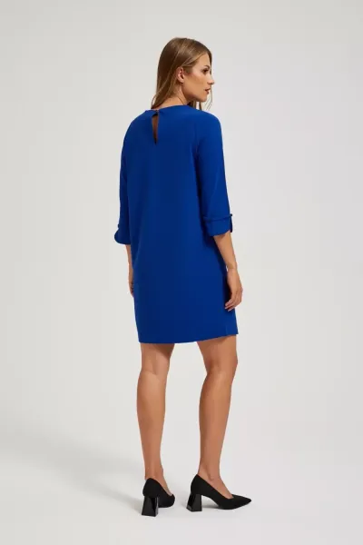 Marisse Trapeze Dress With 3/4 Sleeves, Blue