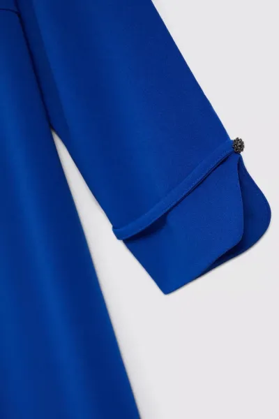 Marisse Trapeze Dress With 3/4 Sleeves, Blue