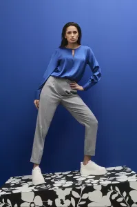 Marisse Plain V-Neck Shirt With Long Sleeves, Blue