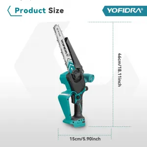 OneVan / YOFIDRA 8"- palcová bezuhlíková elektrická prerezávacia píla s MAZANÍM. Akumulátorová nabíjateľná píla na drevo vhodná pre batériu MAKITA 18V